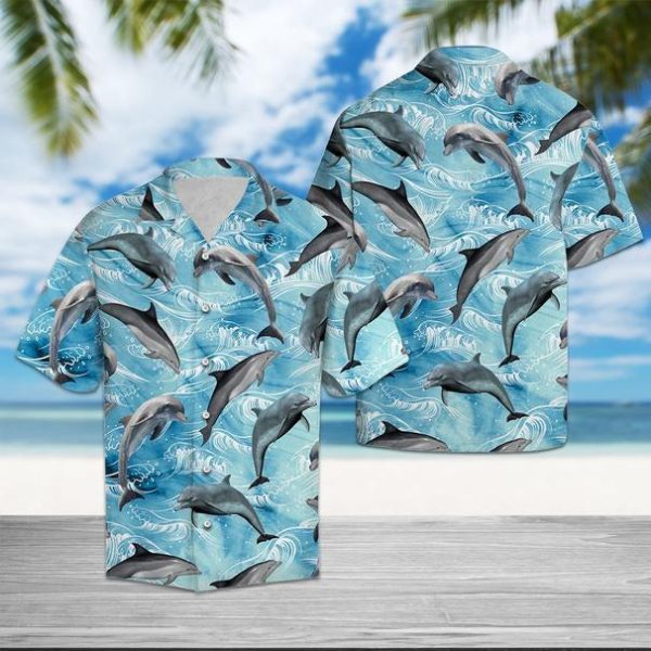 Dolphin Wave Water Hawaiian Shirt | For Men & Women | HW9939