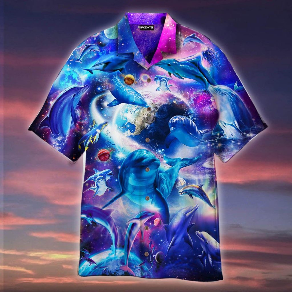 Dolphins Jump Into The Galaxy Hawaiian Shirt | For Men & Women | WT1104