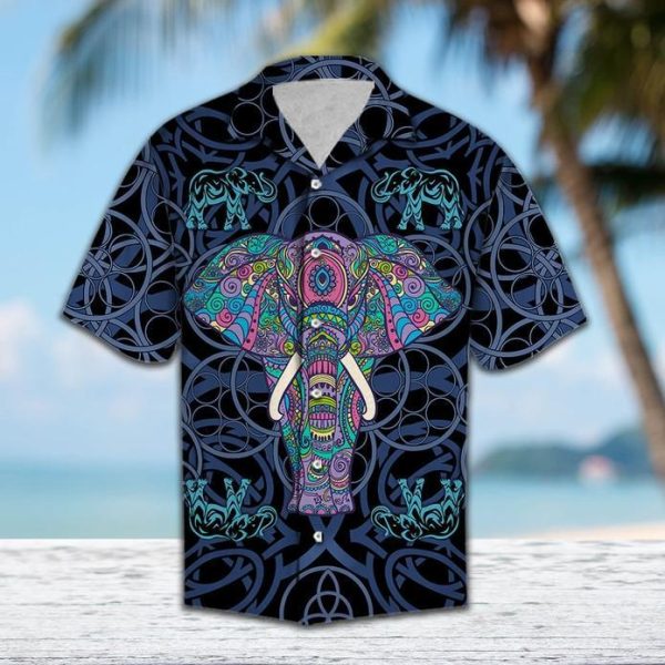 Elephant Blue Mandala Hawaiian Shirt | For Men & Women | HW5865
