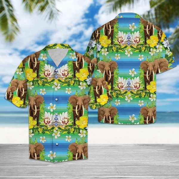 Elephant Tropical Flowers Hawaiian Shirt | For Men & Women | HW5499