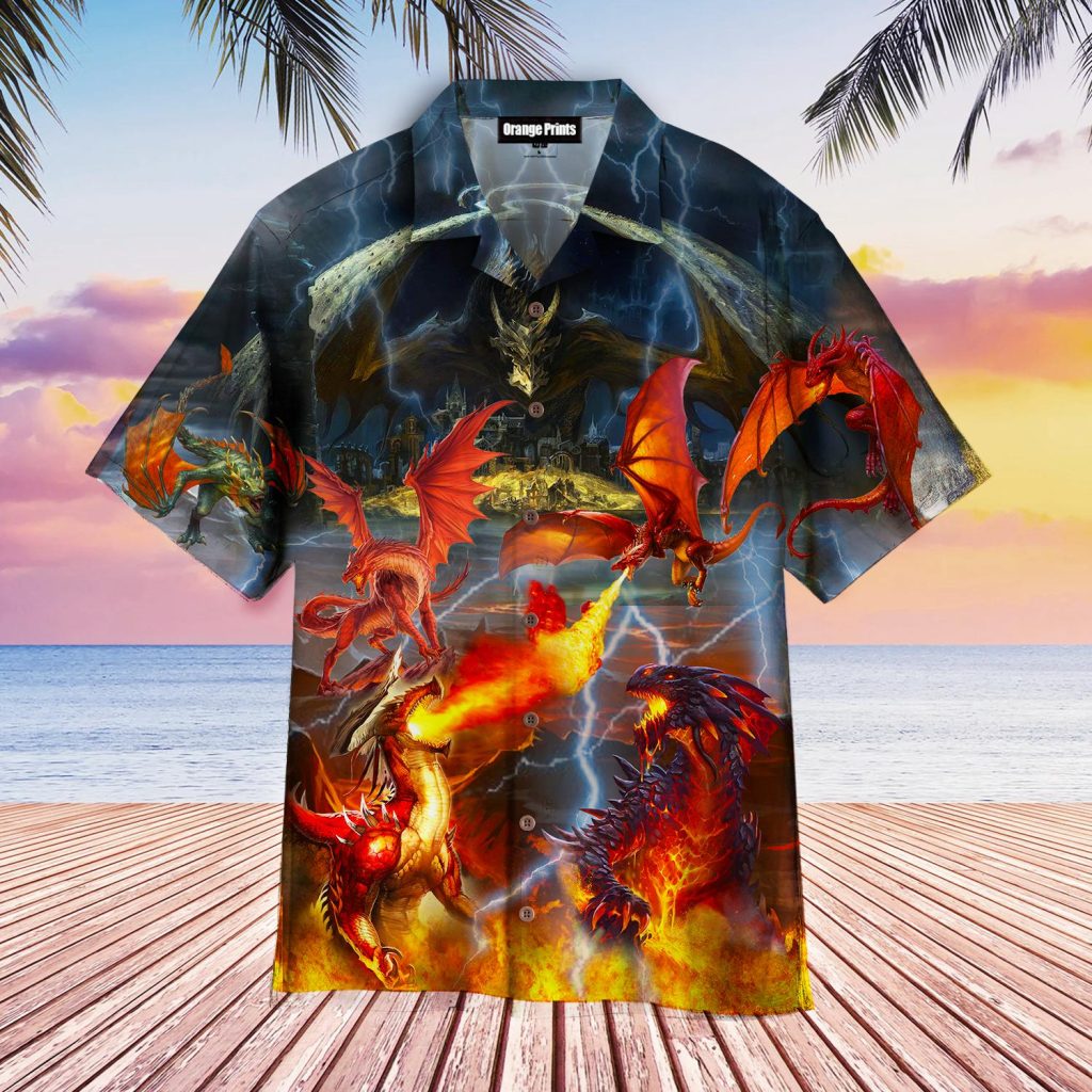 Fire Dragon Fight Color Hawaiian Shirt | For Men & Women | WT4027