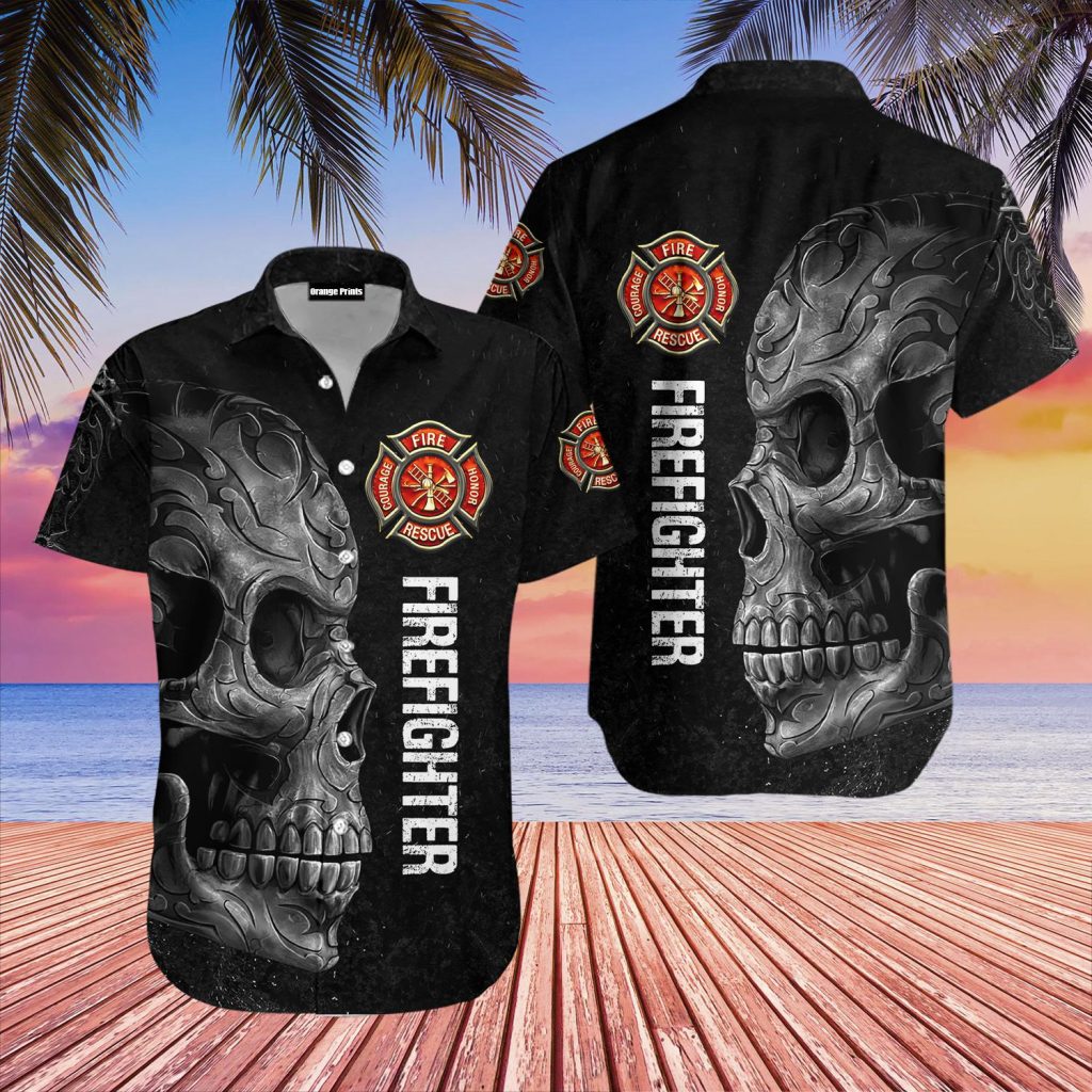 Firefighter Crazy Skull Hawaiian Shirt | For Men & Women | WT5921