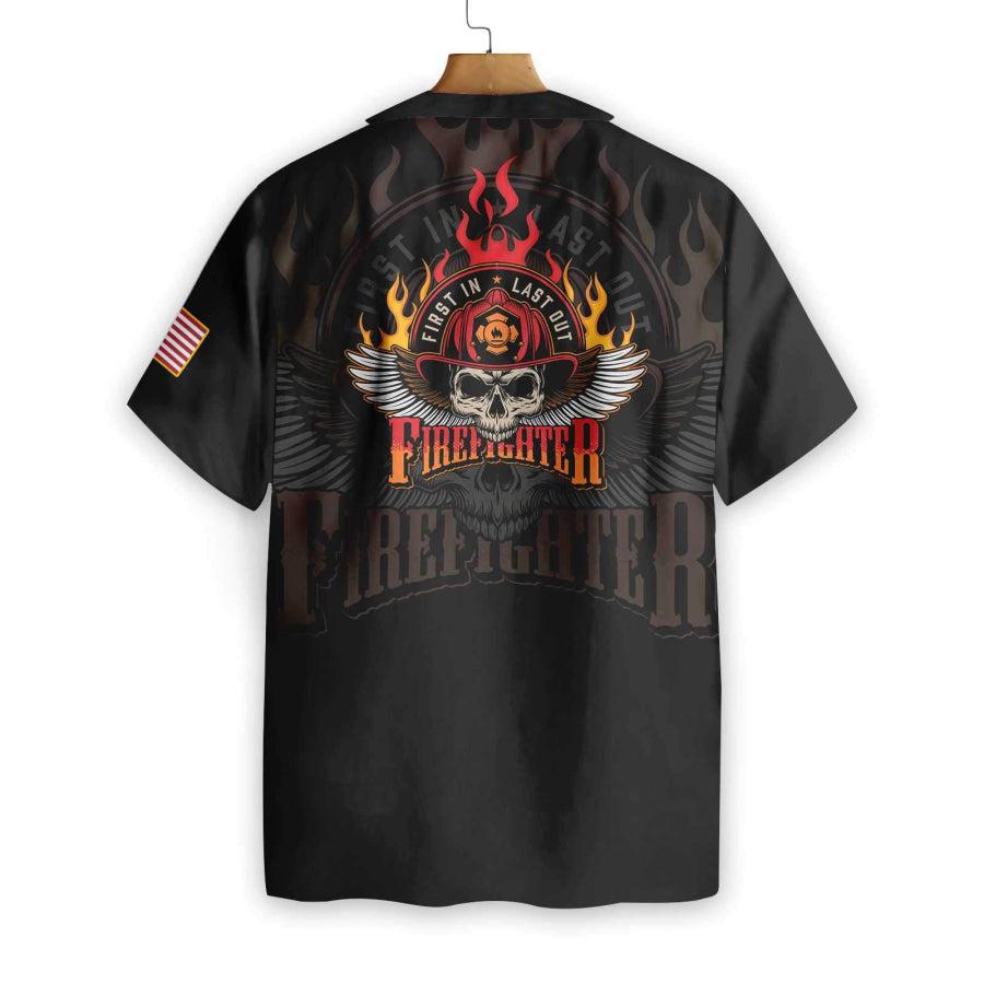 Firefighter Skull Hawaiian Shirt | For Men & Women | HL2757