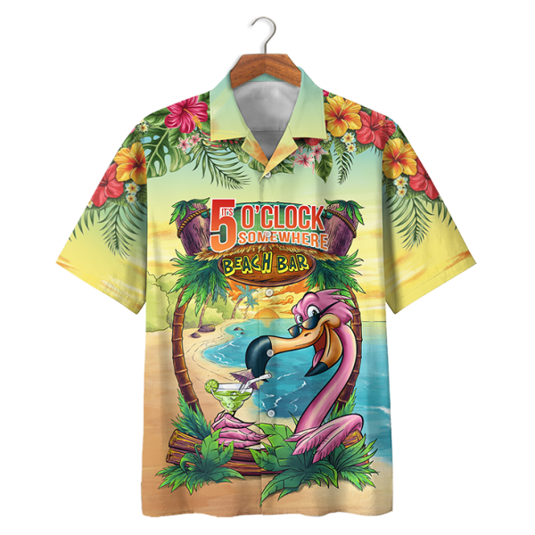 Flamingo 5 O’Clock Some Where Beach Bar Hawaiian Shirt | For Men & Women | HW7664