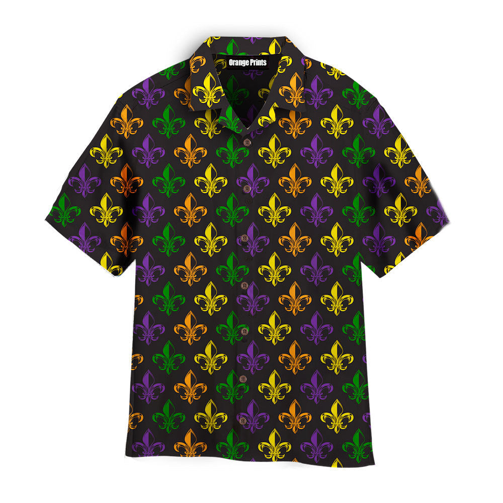 Fleur De Lis Happy Mardi Gras Pattern Hawaiian Shirt | For Men & Women | WT7225
