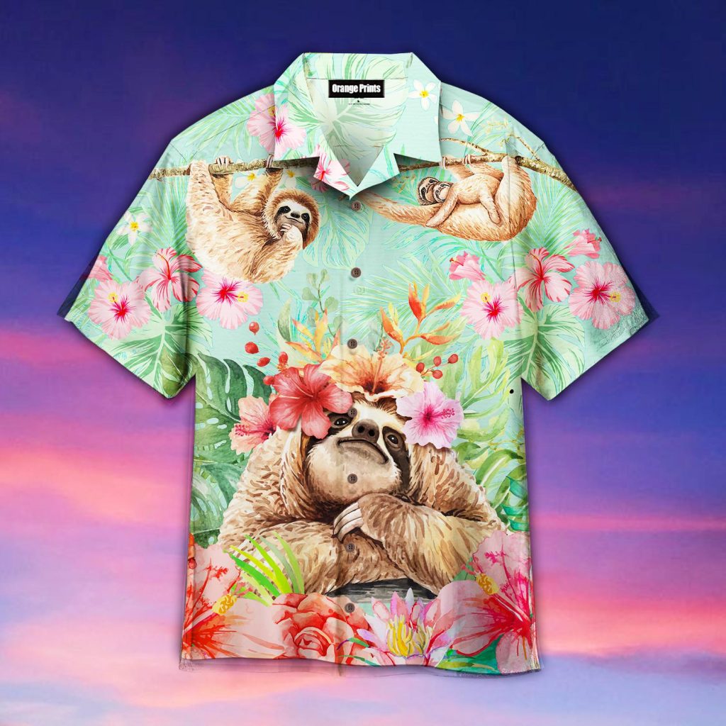 Flower Sloth Hawaiian Shirt | For Men & Women | WT1918