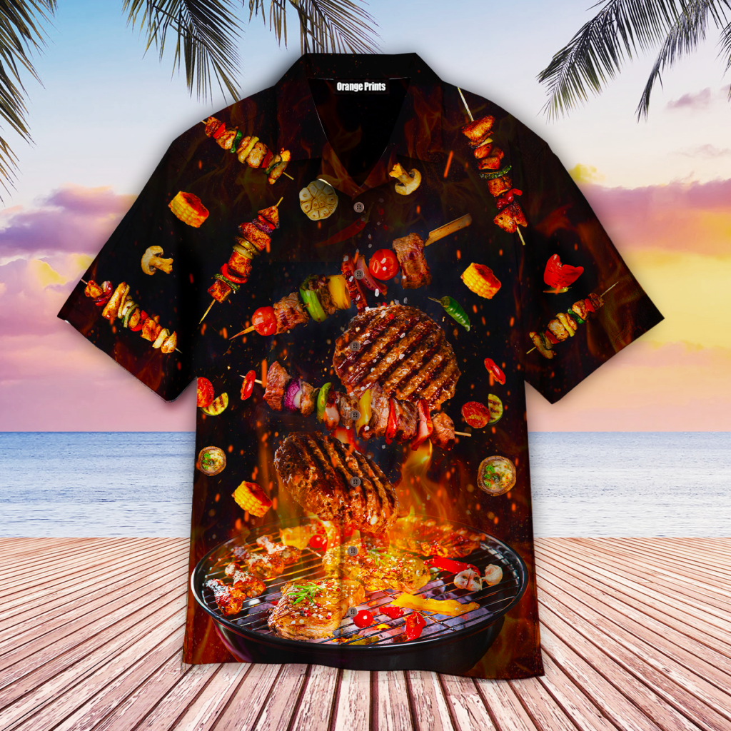 Food BBQ On Fire Hawaiian Shirt | For Men & Women | WT3007