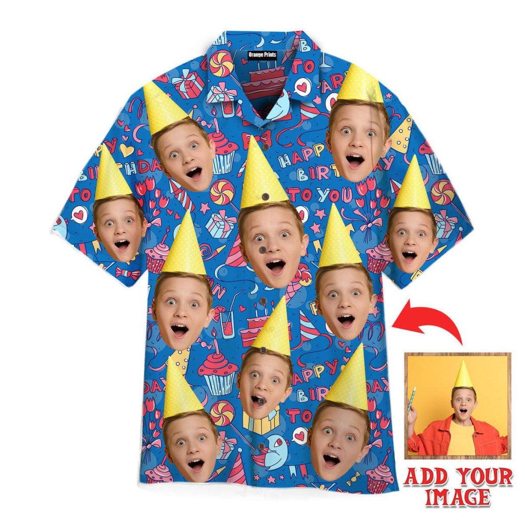 Funny Custom Face Amazing Boy Birthday On Blue Custom Hawaiian Shirt | For Men & Women | HWP1150