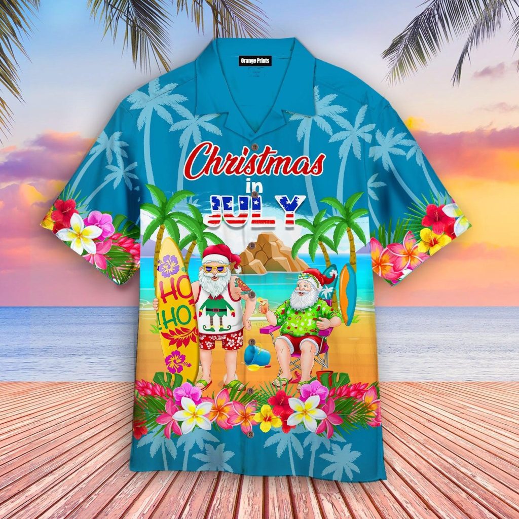 Funny Santa Christmas In July Vacation Hawaiian Shirt | For Men & Women | WT2116
