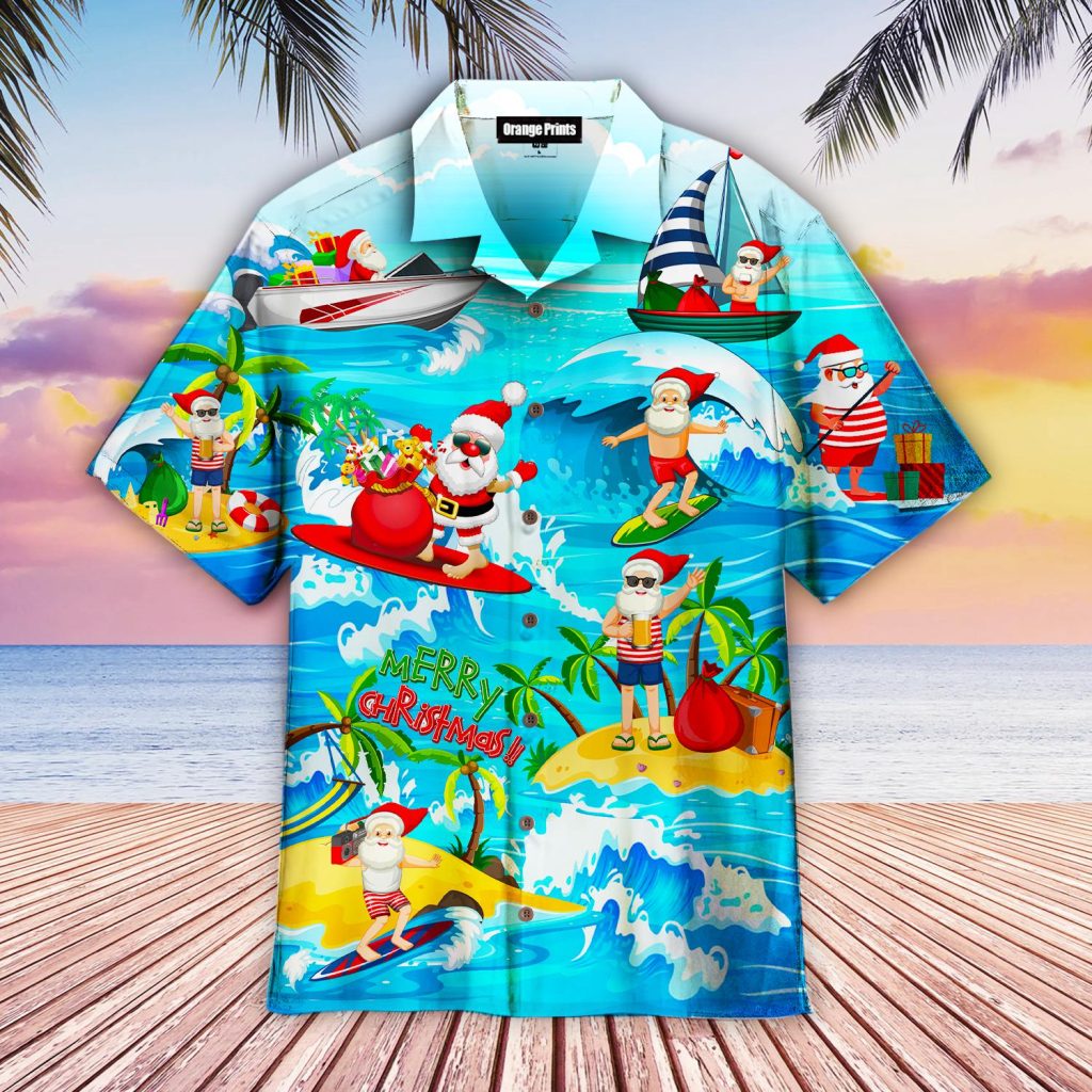 Funny Santa Claus Surfing In Christmas In July Hawaiian Shirt | For Men & Women | WT3082