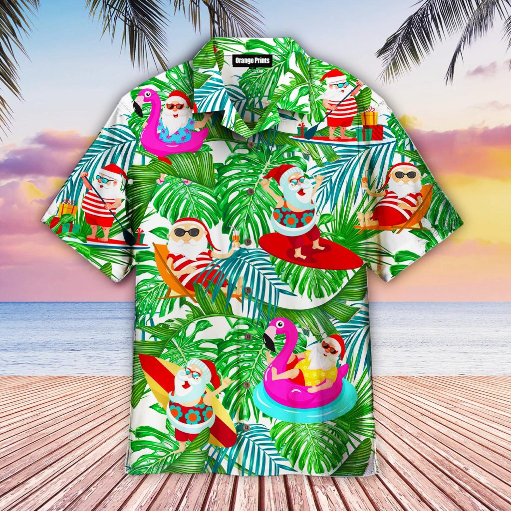 Funny Tropical Santa Happy Christmas In July Hawaiian Shirt | For Men & Women | WT3083