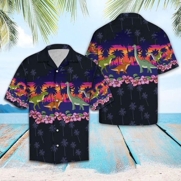 Get Now Dinasour Tropical Fruits Aloha Hawaiian Shirt | For Men & Women | HL2950