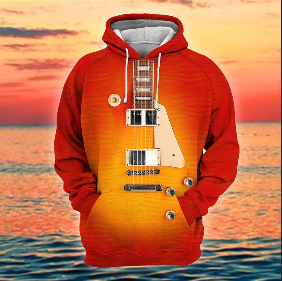 Gibson Guitar All Over Print | Hoodie | For Men & Women | Full Size | Colorful | HT7084N