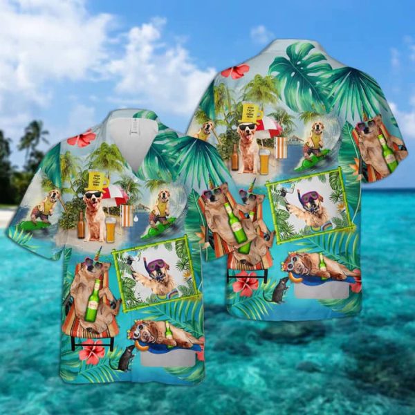 Golden Retriever Surfing Hawaiian Shirt | For Men & Women | HL2363