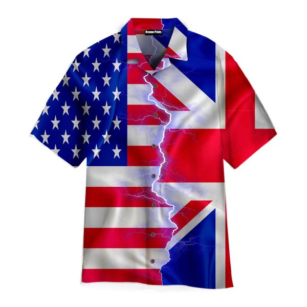 Great Britain American Flag On Zipper Hawaiian Shirt | For Men & Women | WT7213