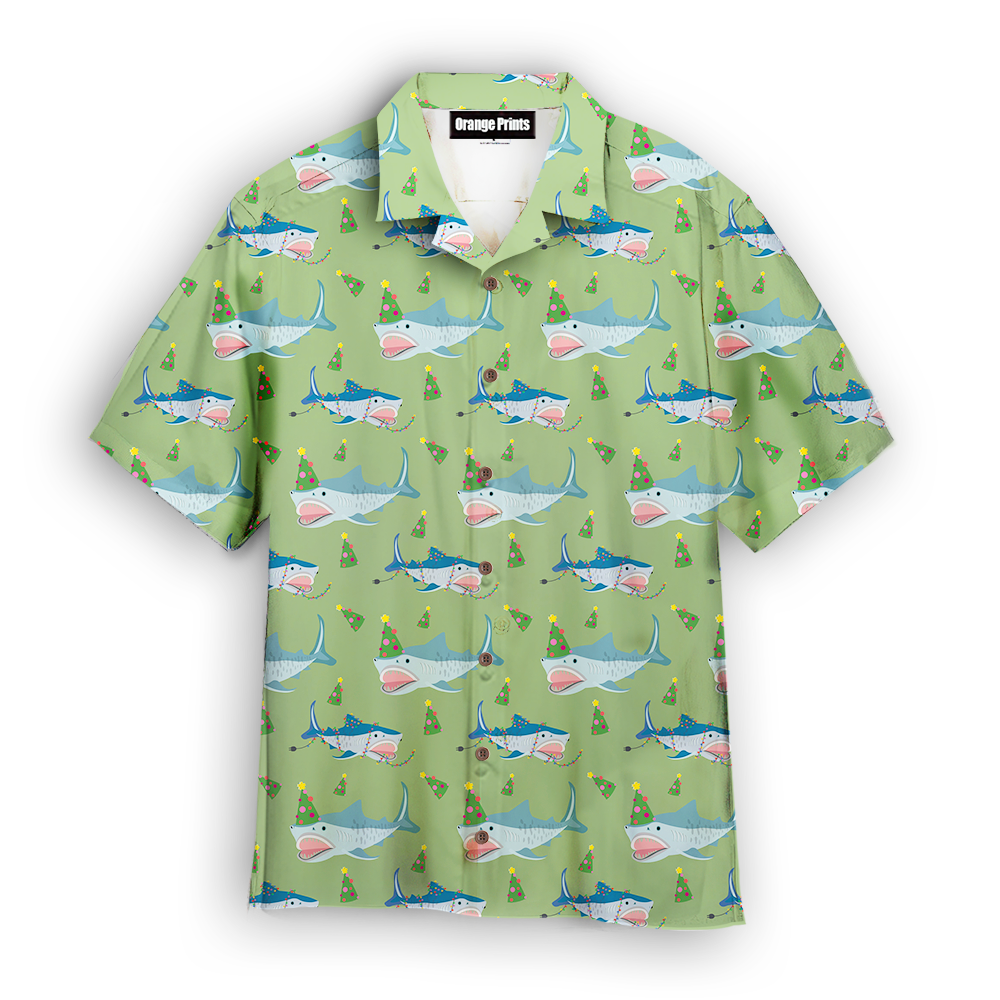 Green Shark Love Christmas In July Hawaiian Shirt | For Men & Women | WT6719