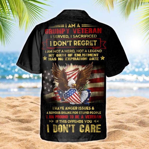 Grumpy Veteran I Served I Sacrificed I Don’t Regret Hawaiian Shirt | For Men & Women | HW8029