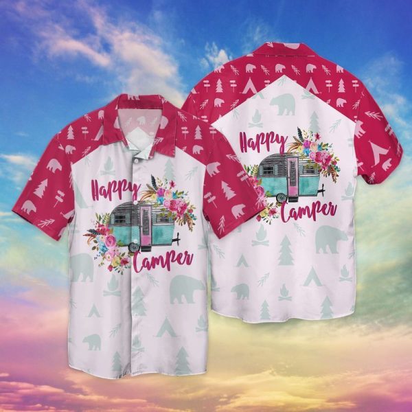 Happy Camper Bus And Flowers Hawaiian Shirt | For Men & Women | HL2859