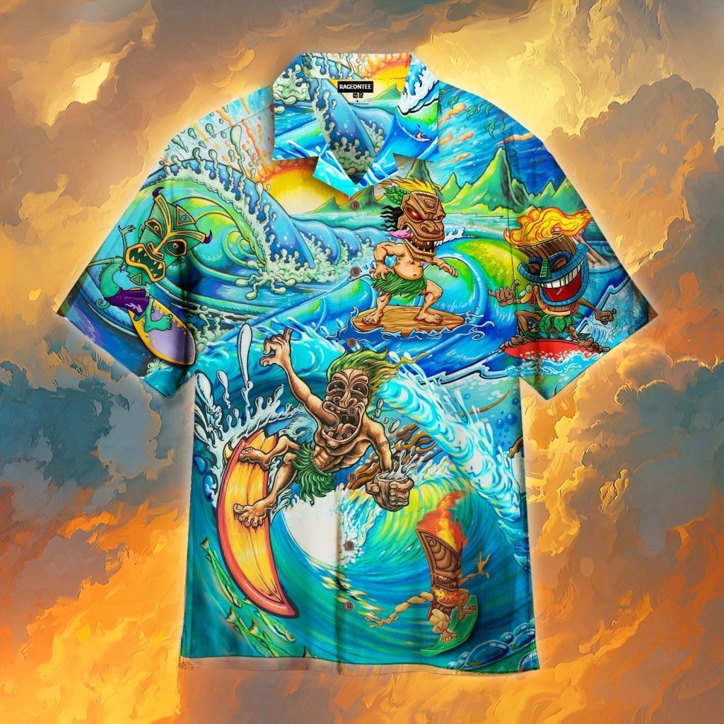 Happy Surfing Day With Tiki Bar Hawaiian Shirt | For Men &amp; Women | HW4501