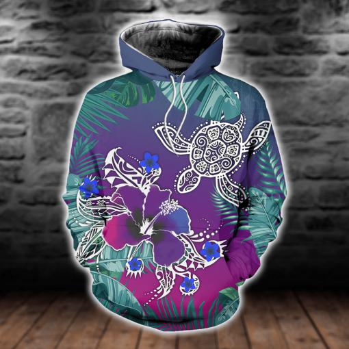 Hawaii Turtle Flowers And Palms Retro All Over Print | For Men & Women | HT8095