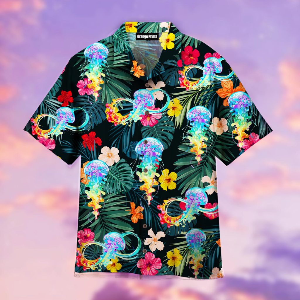 Hibiscus Flower Rainbow Jellyfish Hawaiian Shirt | For Men & Women | WT1914