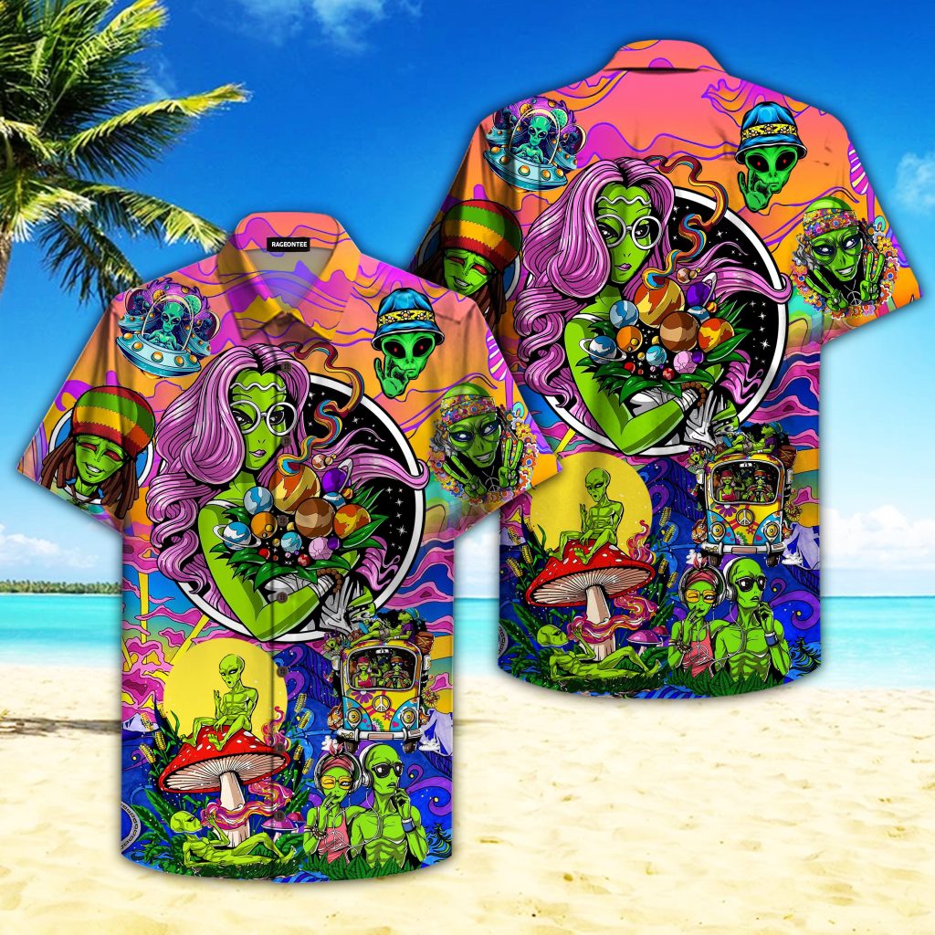 Hippie Alien Peace Life Color Hawaiian Shirt | For Men & Women | HW4734