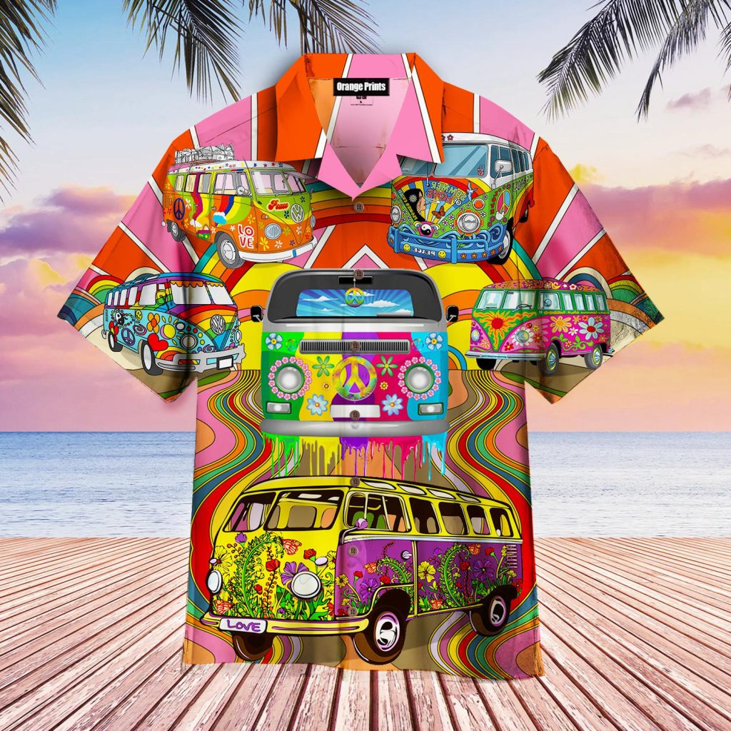 Hippie Bus Peace Life Color Hawaiian Shirt | For Men & Women | WT4018
