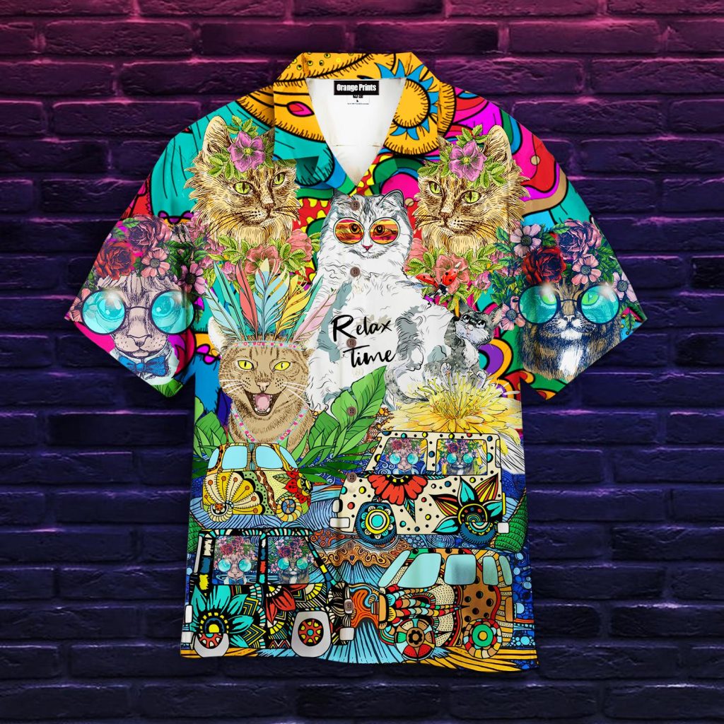 Hippie Cats Peace Life Color Hawaiian Shirt | For Men & Women | WT8017