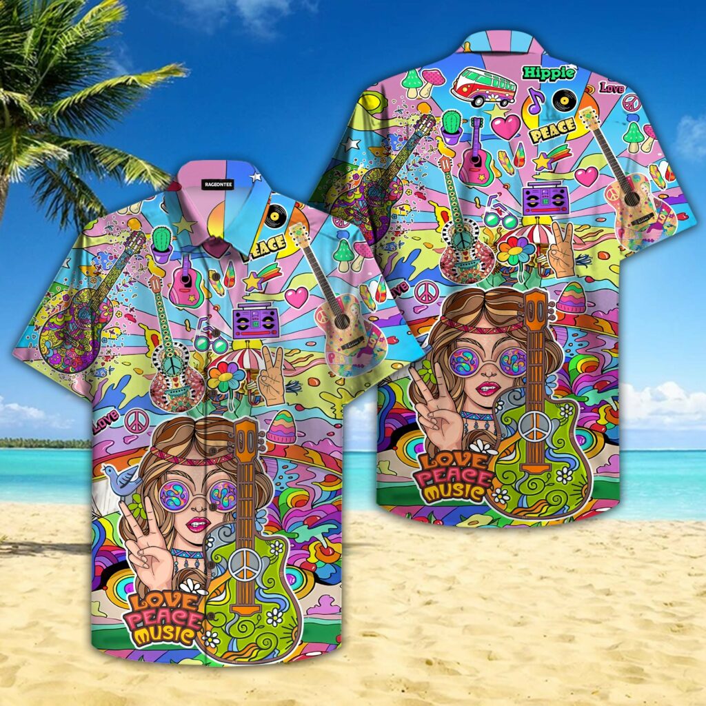 Hippie Guitar Hawaiian Shirt | For Men &amp; Women | HW4707