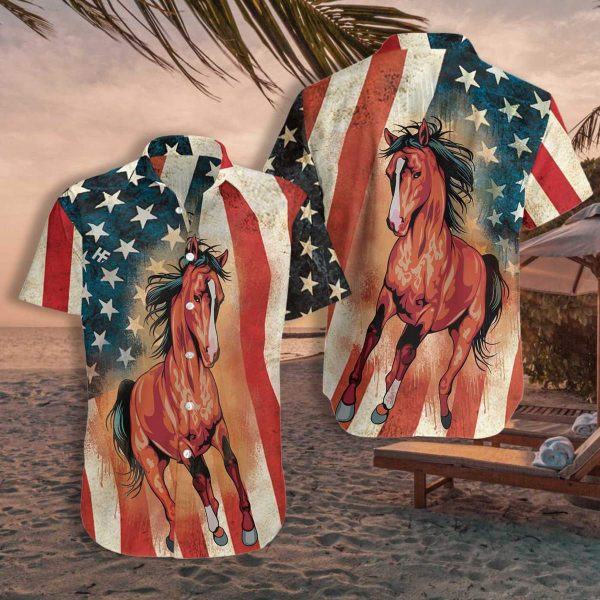 Horse American Flag Hawaiian Shirt | For Men & Women | HW7080