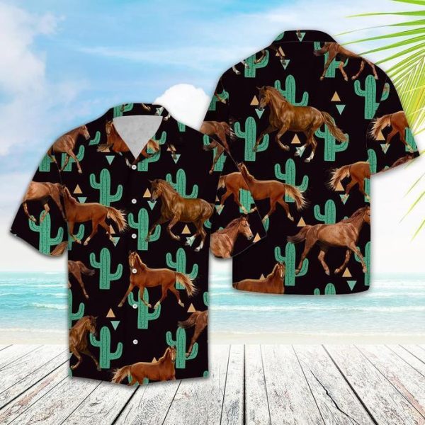 Horse Cactus Pattern Hawaiian Shirt | For Men & Women | HW3112