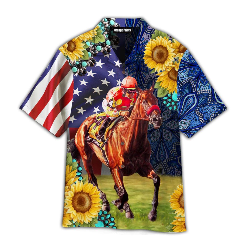 Horse Racing Sunflower Hawaiian Shirt | For Men & Women | HW8026