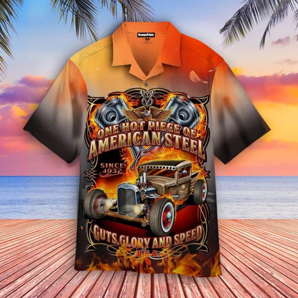 Hot Rod One Hot Piece Of American Steel Hawaiian Shirt | For Men & Women | HW3890