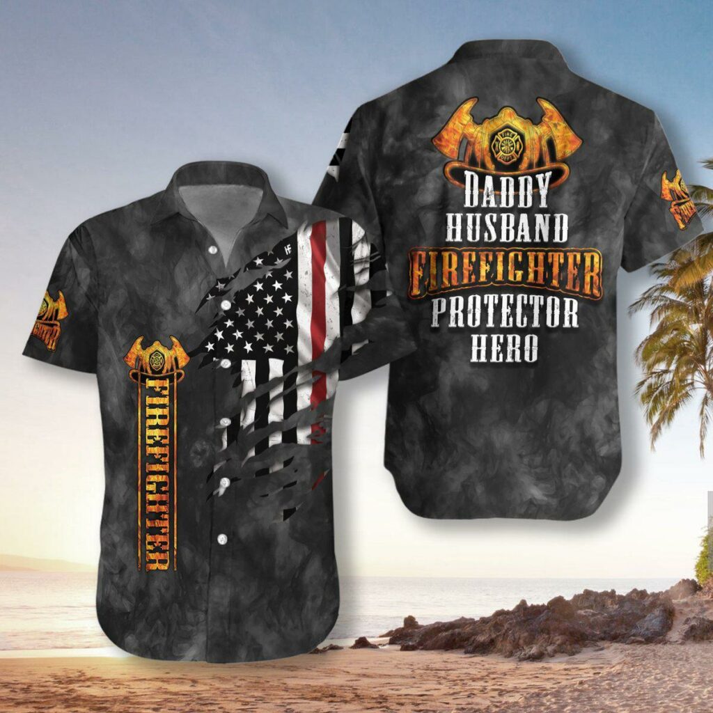 Husband Daddy Firefighter Unisex Hawaiian Shirt | For Men & Women | HW2570
