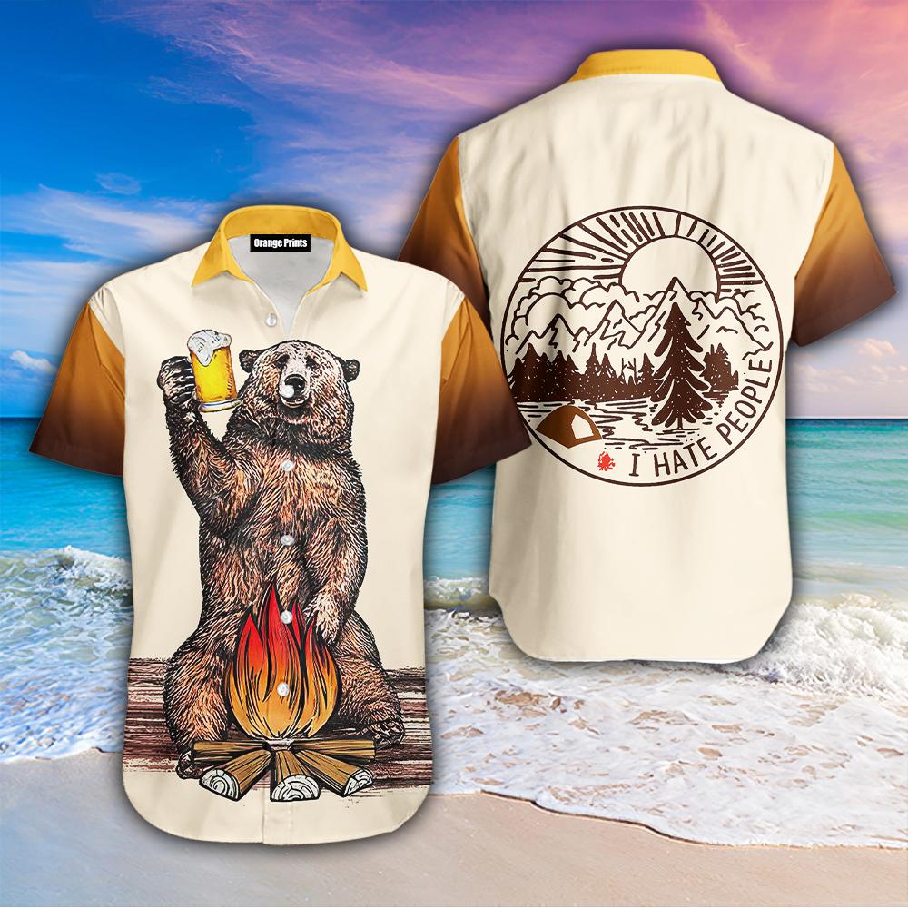 I Hate People - Camping Bear Beer Hawaiian Shirt | For Men & Women | WT5084
