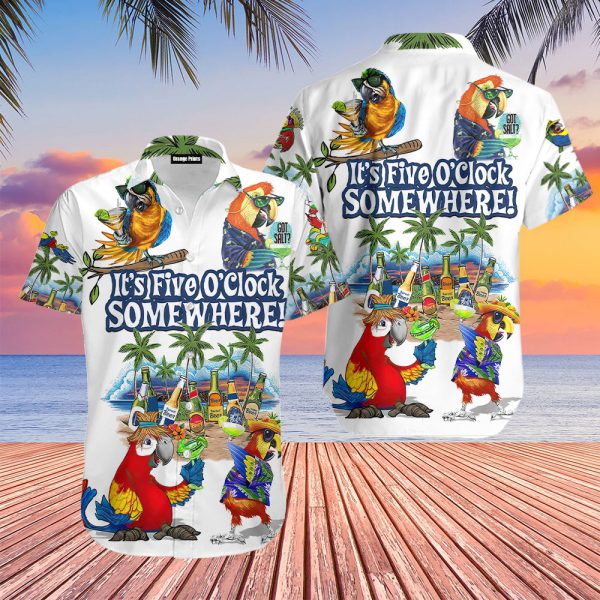 It's Five O'clock Somewhere Parrots Hawaiian Shirt | For Men & Women | HW7755