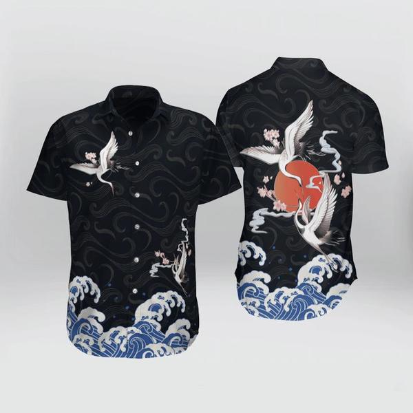Japanese Kanagawa Crane Hawaiian Shirt | For Men & Women | HL2960