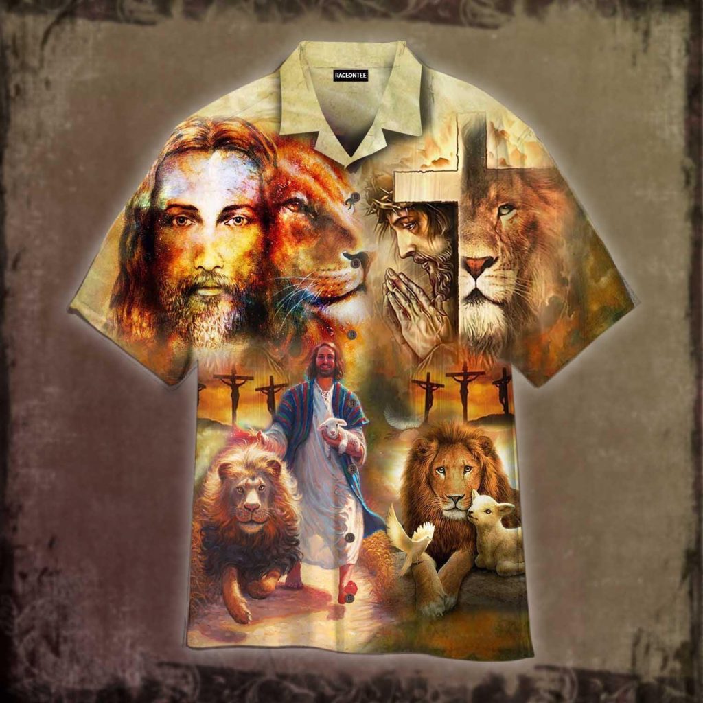 Jesus Faith Hope Love Lion Hawaiian Shirt | For Men & Women | HW4768
