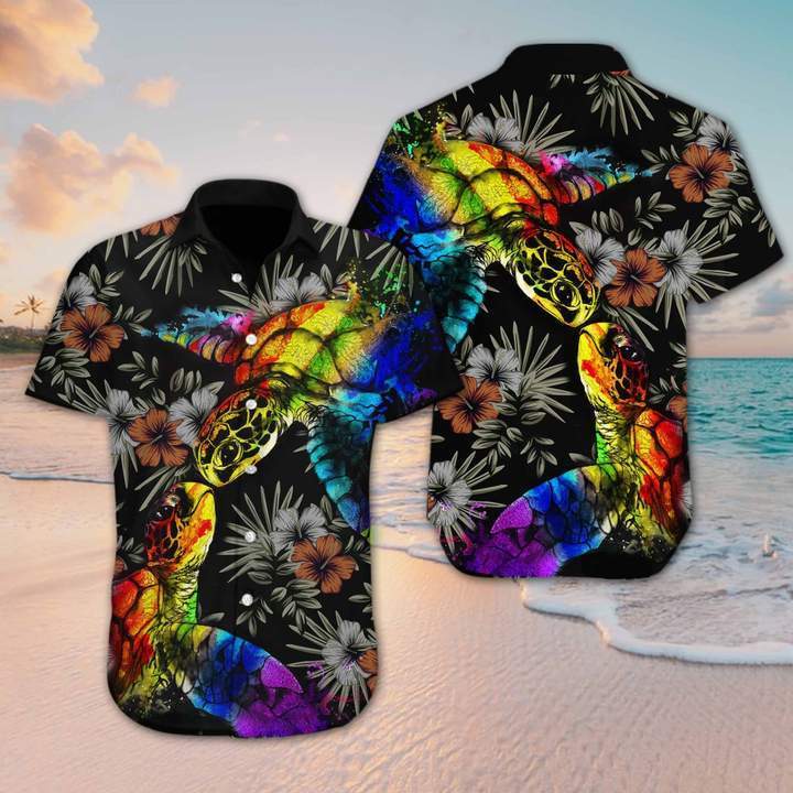 LGBT Turtle Flower Hawaiian Shirt | For Men & Women | HW3703