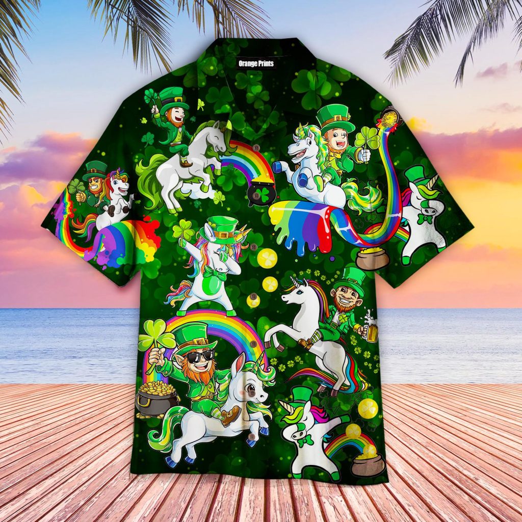 Leprechaun Ride An Unicorn St Patricks Day Hawaiian Shirt | For Men & Women | WT1944