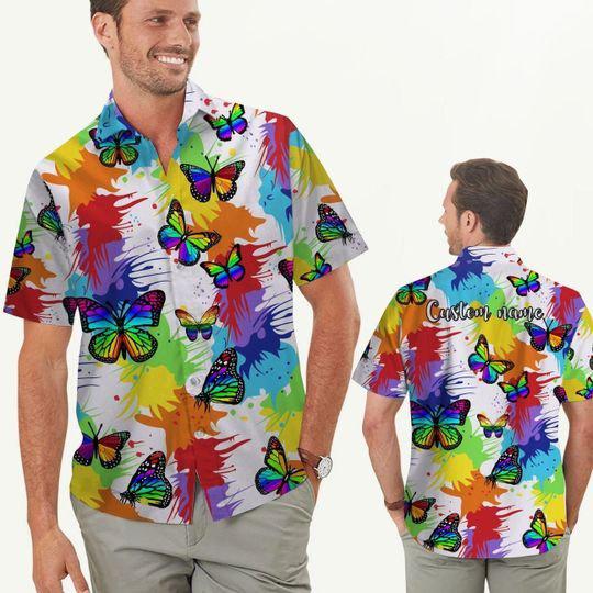 Lgbt Pride Rainbow Butterfly Aloha Hawaiian Shirt | For Men & Women | HL2426