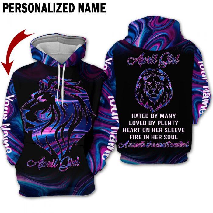 Lion Neon April Girl Custom Name All Over Print | For Men & Women | CN2331