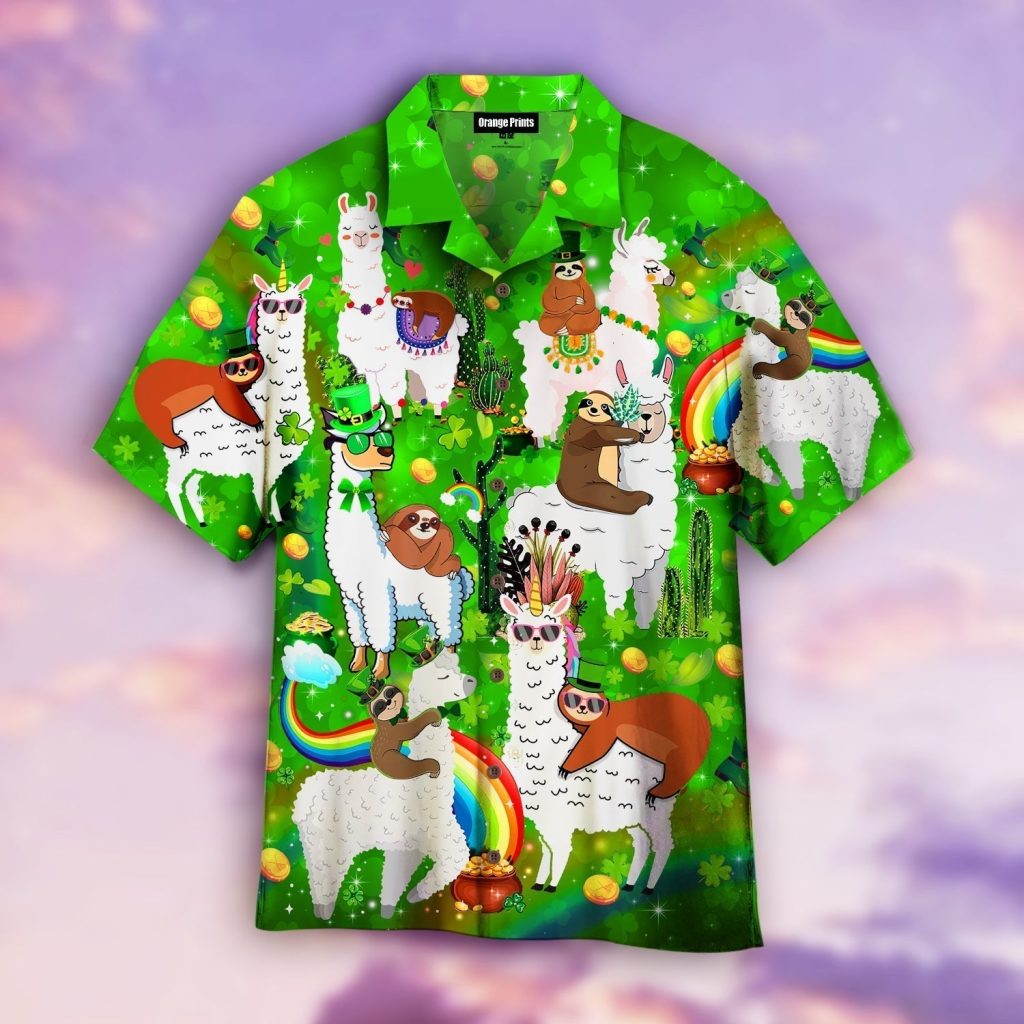 Llama And Sloth St Patricks Day Hawaiian Shirt | For Men & Women | WT1180