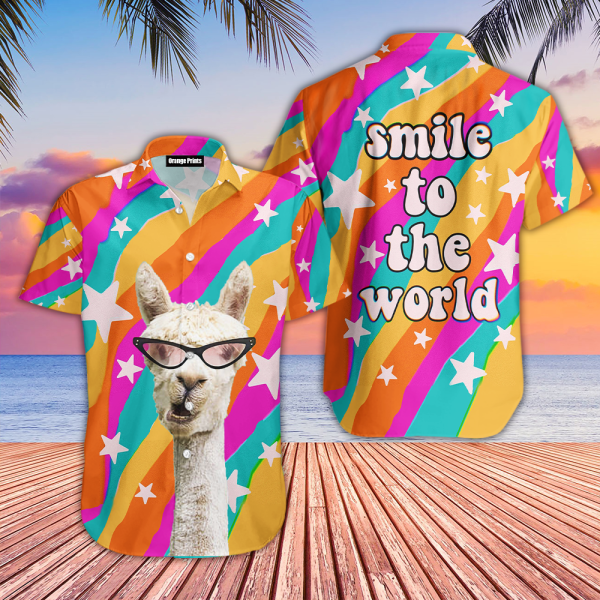 Llama Smile To The World Hawaiian Shirt | For Men & Women | HW6344