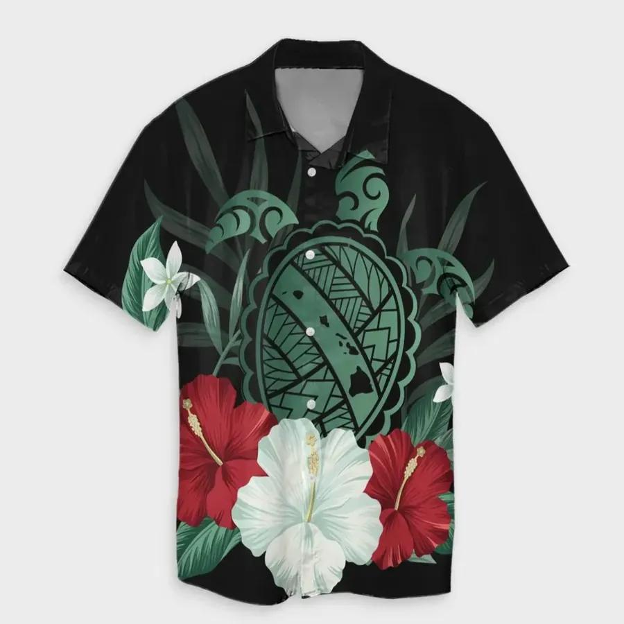 Map Turtle Hibiscus Polynesian Hawaiian Shirt | For Men & Women | HW6807