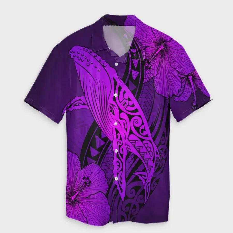 Map Whale Swim Hibiscus Polynesian Hawaiian Shirt | For Men & Women | HW6816