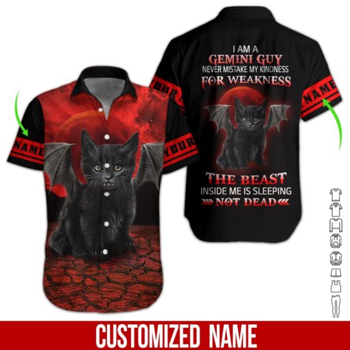 May Guy With Black Cat Custom Hawaiian Shirt | For Men & Women | HN1909