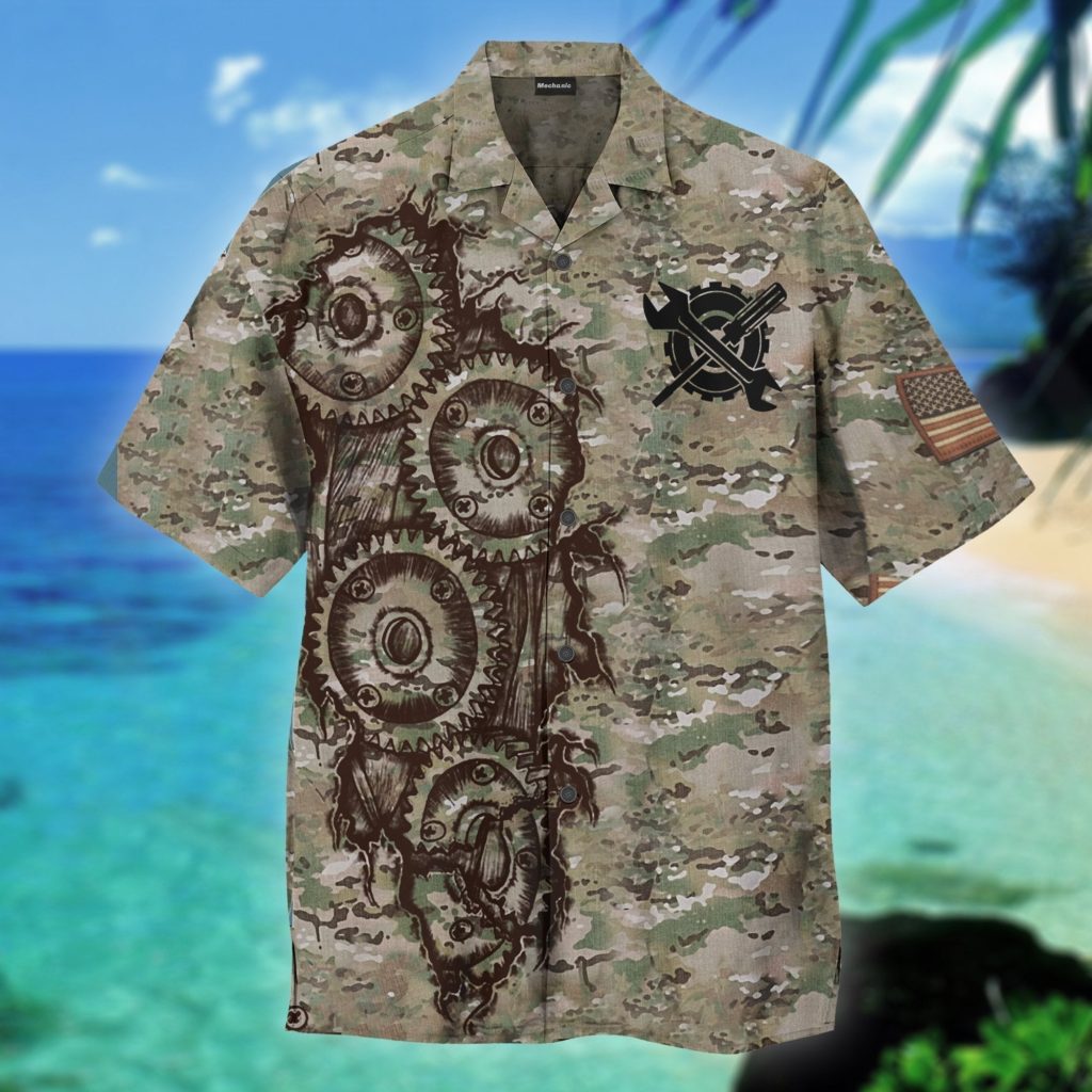 Mechanic Us Army Veteran Camo Hawaiian Shirt | For Men & Women | HW2850