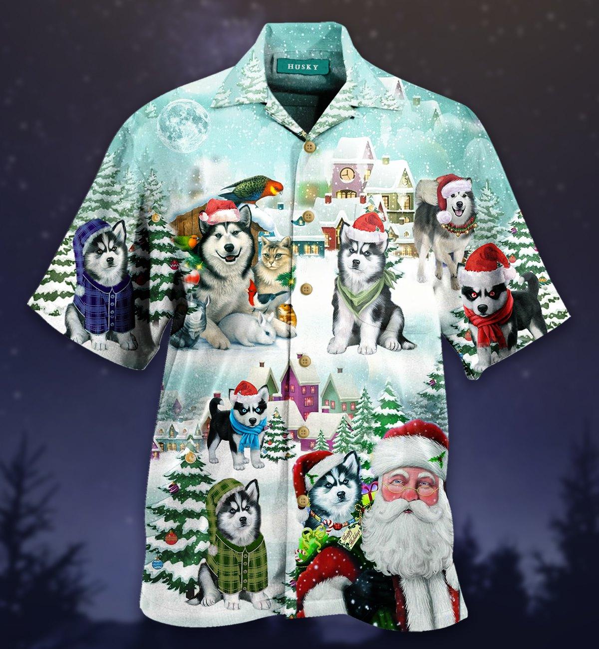 Merry Husky Christmas Hawaiian Shirt | For Men & Women | HW2068