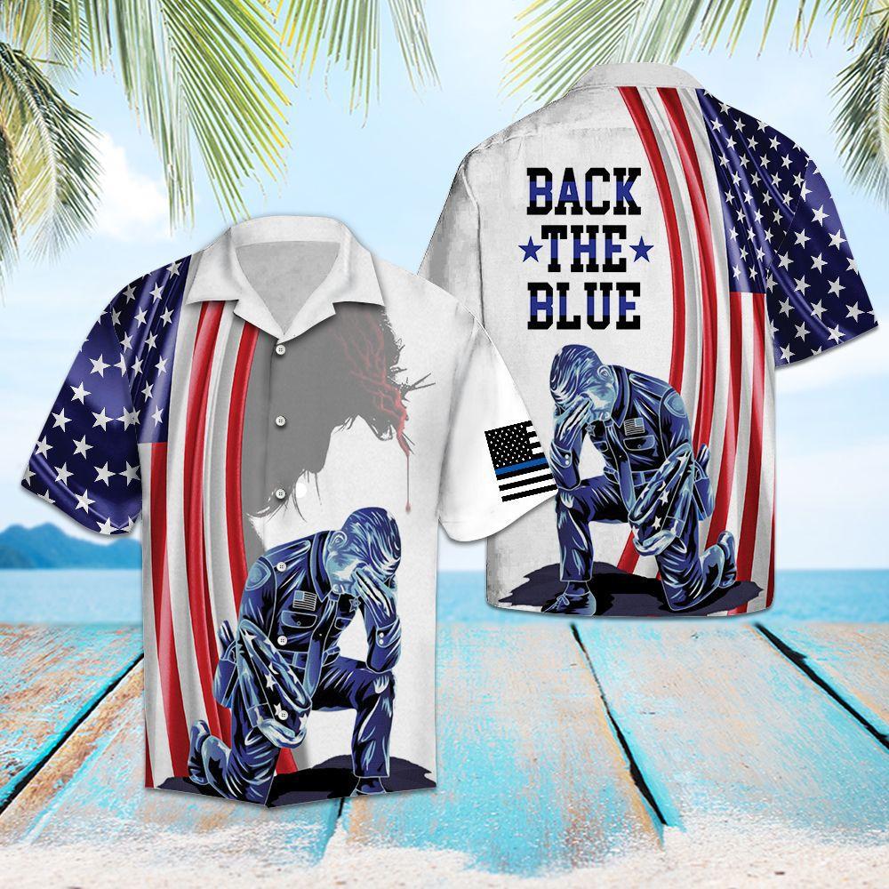 Mother’s day Father’s day US Police Officer Back The Blue Hawaiian Shirt | For Men & Women | HL3126